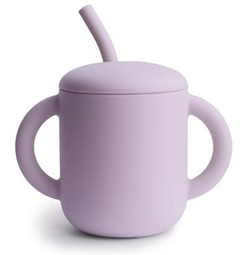 Mushie kop med sugerør Soft Lilac