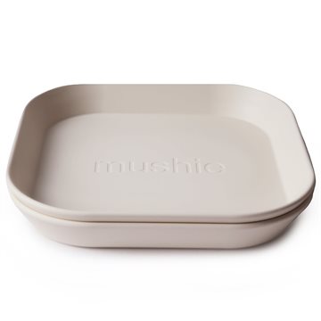 Mushie tallerken Ivory 2-pak i cremehvid