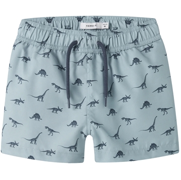 Name It Badebukser - Dinosaur - NmmZune - Blue Fog i blå med dino print