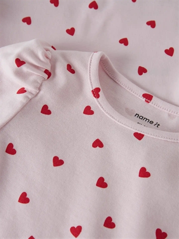 Name It Bluse - nmfbHEART - Cradle Pink - rosa med røde hjerter
