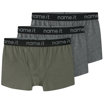 Name It Boxershorts - 3-pak - Tea Leaf/Dark Grey Melange
