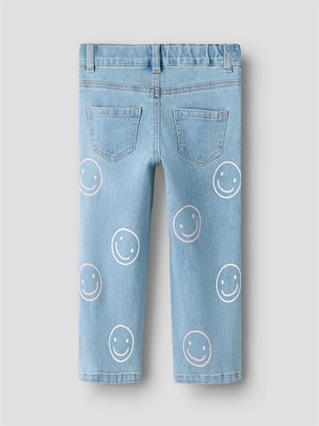 Name It Jeans - nmfRose Wide Jeans - Light Blue Denim med smiley