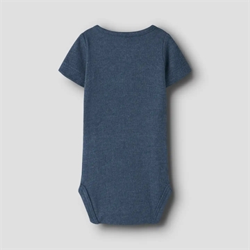 Name It Kortærmet Body - Kab - Knapper - Vintage Indigo Melange - i blå