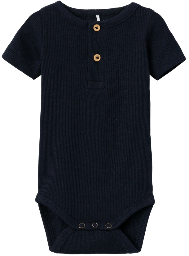 Name It Kortærmet Body - Kab Rib Knapper - Dark Sapphire