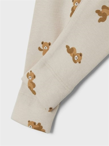Name It Leggings Bear Oatmeal med print af bamsebjørne