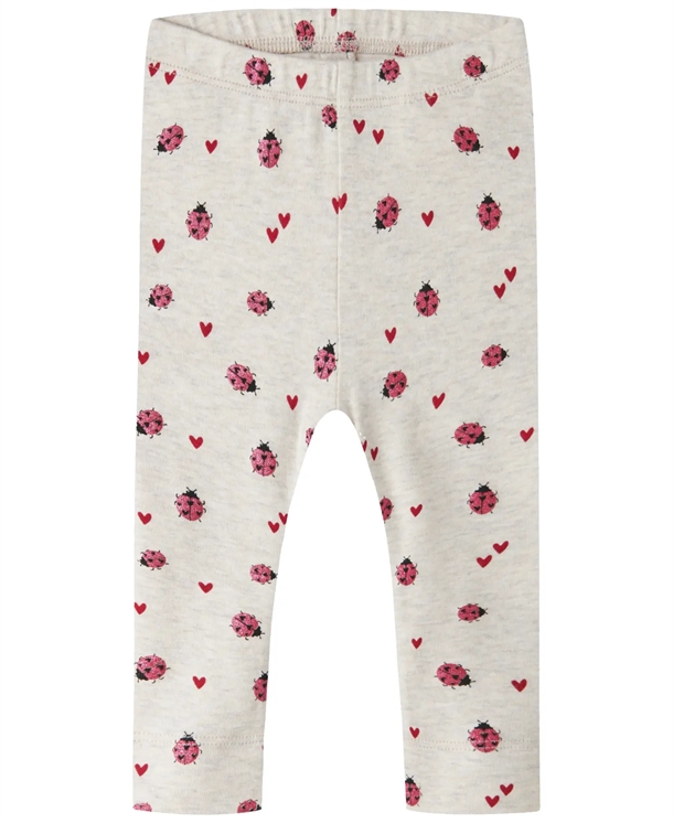 Name It Haline - Børne Leggings - Beige/Rød - 50