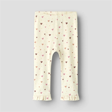 Name It Leggings - nbfHayla - Almond Milk med hjerter