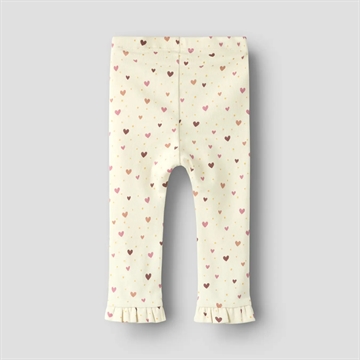 Name It Leggings - nbfHayla - Almond Milk med hjerter