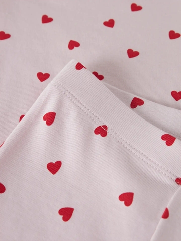 Name It Leggings - nmfbHEART - Cradle Pink med røde hjerter