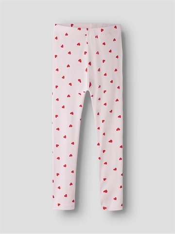Name It Leggings - nmfbHEART - Cradle Pink med røde hjerter