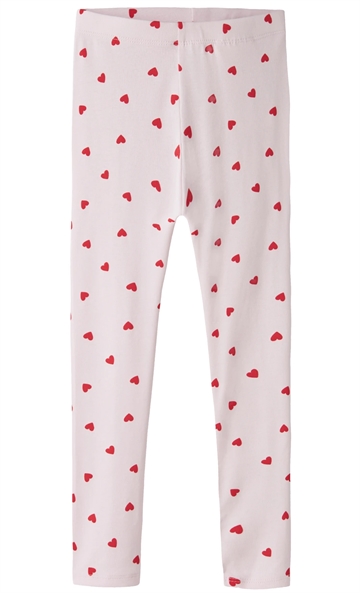 Name It Leggings - nmfbHEART - Cradle Pink med røde hjerter