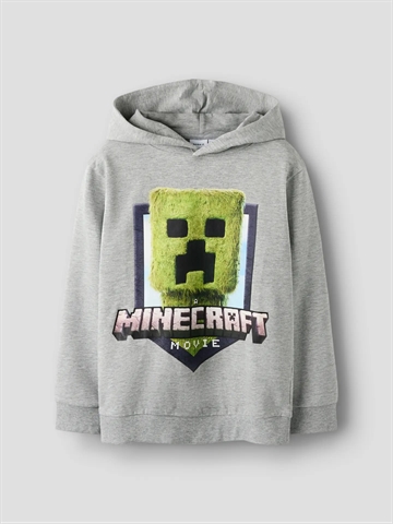 Name It Minecraft Hættetrøje - NKMOL Creeper - Grey Melange