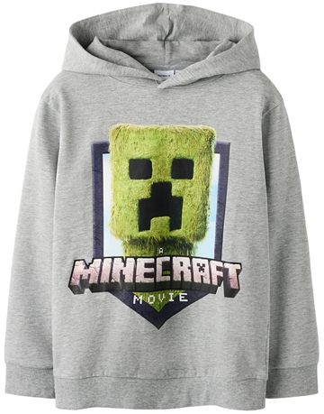 Name It Minecraft Hættetrøje - NKMOL Creeper - Grey Melange