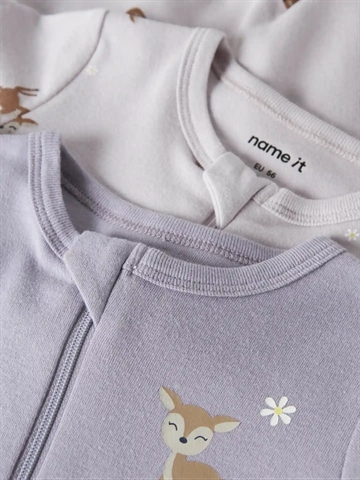 Name It Natdragt - Lynlås - Lilac Marble - Lavender Gray - 2-pak