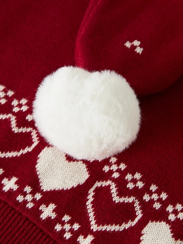 Name It Nissehue - NMNRISMAS KNIT - Red Dahlia HEARTS