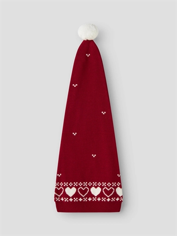Name It Nissehue - NMNRISMAS KNIT - Red Dahlia HEARTS