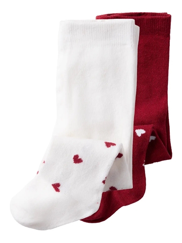 Name It Strømpebukser - nbviCHRISTMAS - Bright White Red Dhalia - 2-pak