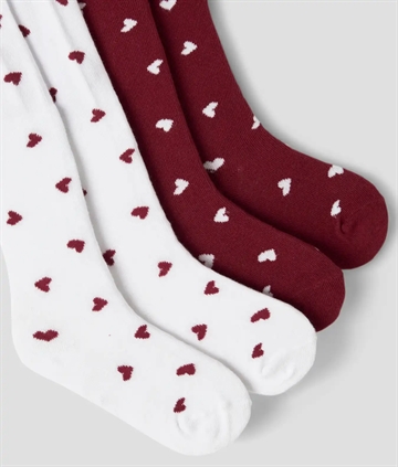 Name It Strømpebukser - nmfviCHRISTMAS - Bright White Red Dahlia - 2-pak