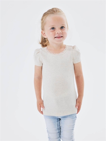 Name It T-shirt Fkab Peyote Melange med rib og blonde