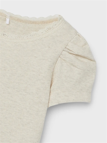 Name It T-shirt Fkab Peyote Melange med rib og blonde