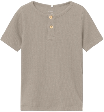 Name It T-shirt Kab Pure Cashmere i beige med rib og knapper
