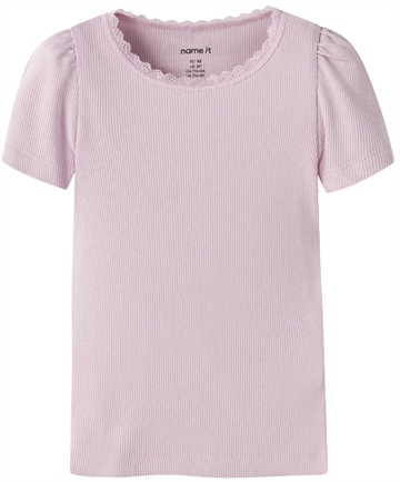 Name It T-shirt - Kab - Rib - Fragrant Lilac - i pastel rosa