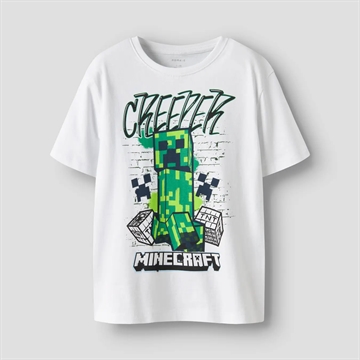 Name It T-shirt - Minecraft NKMDI - Bright White - i hvid med print af grøn Creeper