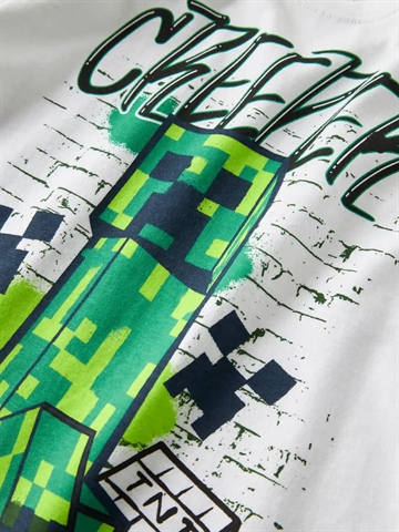 Name It T-shirt - Minecraft NKMDI - Bright White - i hvid med print af grøn Creeper