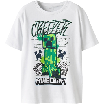 Name It T-shirt - Minecraft NKMDI - Bright White - i hvid med print af grøn Creeper