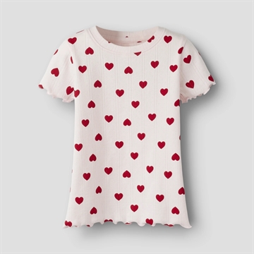 Name It T-shirt - NmfHilary - Mauve Morn - Pointelle - Hjerter
