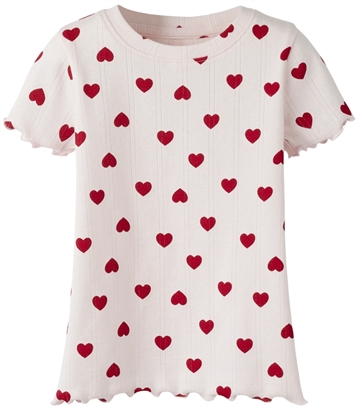 Name It T-shirt - NmfHilary - Mauve Morn - Pointelle - Hjerter