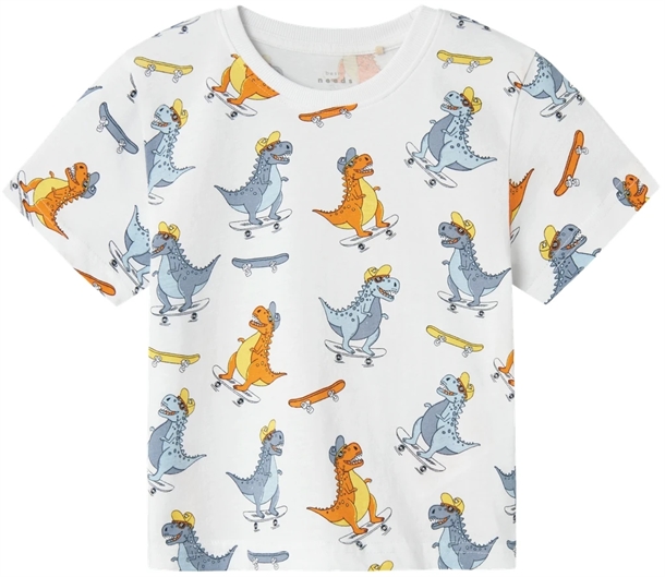 #2 - Name It T-shirt Valther Bright White Dinosaur