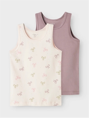 Name It Undertrøje - 2-pak NMFTANK TOP - Barely Pink Bow i rosa med print af sløjfer