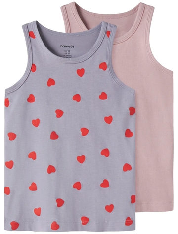 Name It Undertrøje - 2-pak nmfTank Top - Lavender Hearts