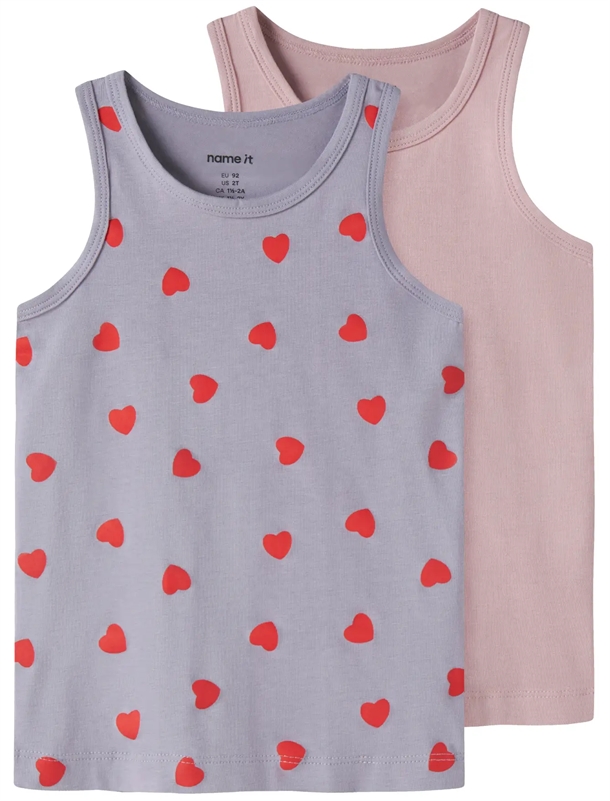 Name It Undertrøje - 2-pak nmfTank Top - Lavender Hearts