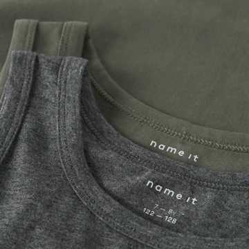 Name It Undertrøje - NkmTank - 2-pak - Tea Leaf / Dark Grey Melange