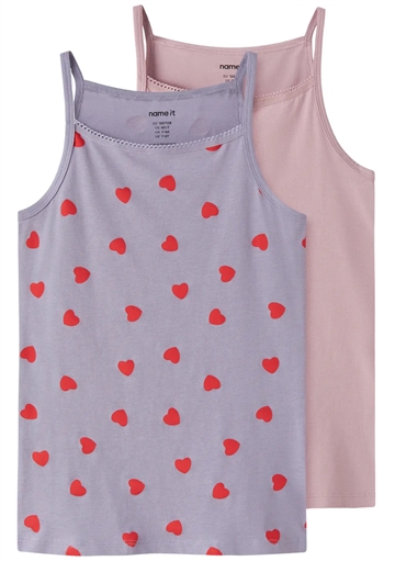 Name It Undertrøje - nkfStrap Top - 2-pak - Lavender Hearts