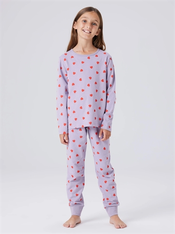 Name It nattøj - NKFNIGHTSET HEARTS - Lavender Gray