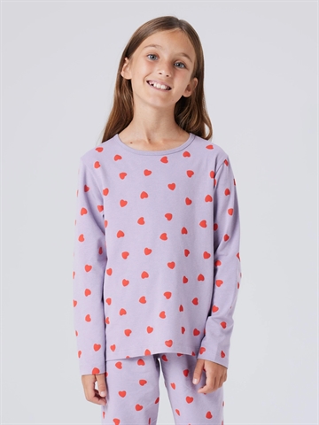Name It nattøj - NKFNIGHTSET HEARTS - Lavender Gray