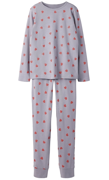 Name It nattøj - NKFNIGHTSET HEARTS - Lavender Gray