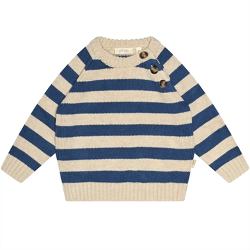 Petit Piao Bluse Striped Sweater Denim Blue/Soft Sand