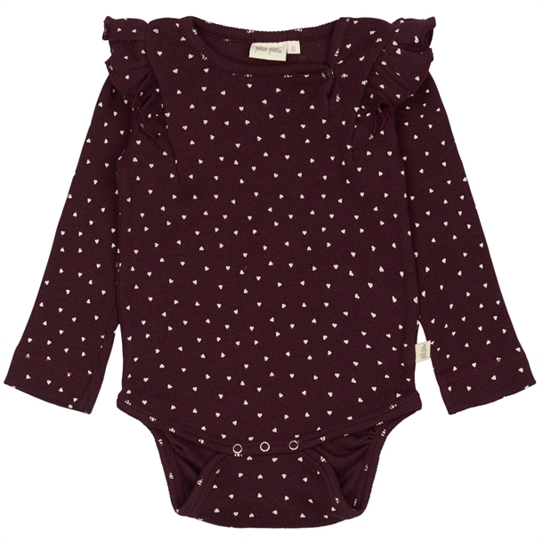 Petit Piao Body - Modal Heart - Dark Grape/White