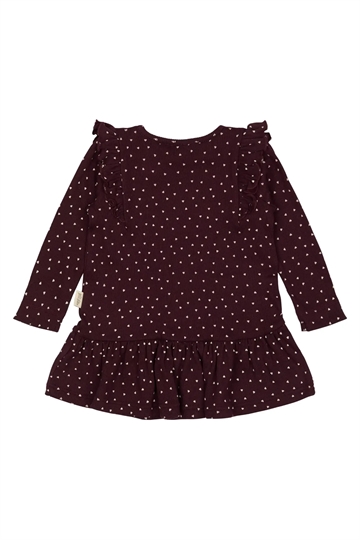 Petit Piao Kjole - Frill Modal Heart - Dark Grape/White