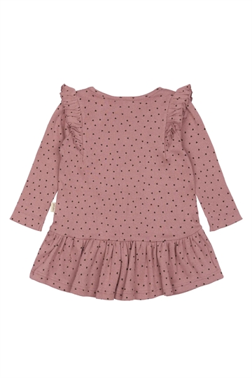 Petit Piao Kjole - Frill Modal Heart - Nostalgic Rose/Coffee Bean