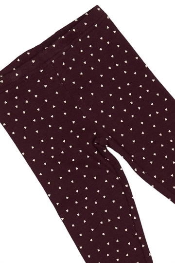 Petit Piao Leggings - Heart - Dark Grape/White