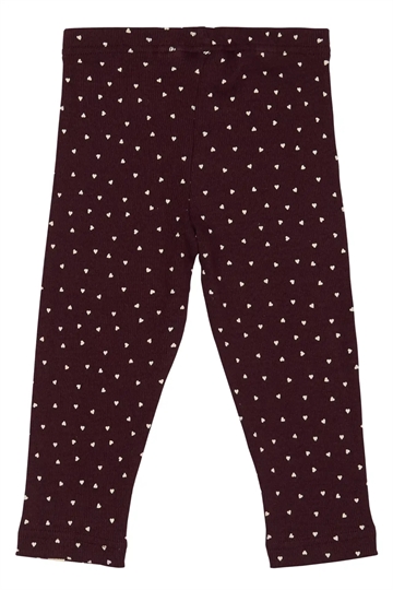 Petit Piao Leggings - Heart - Dark Grape/White