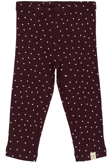 Petit Piao Leggings - Heart - Dark Grape/White