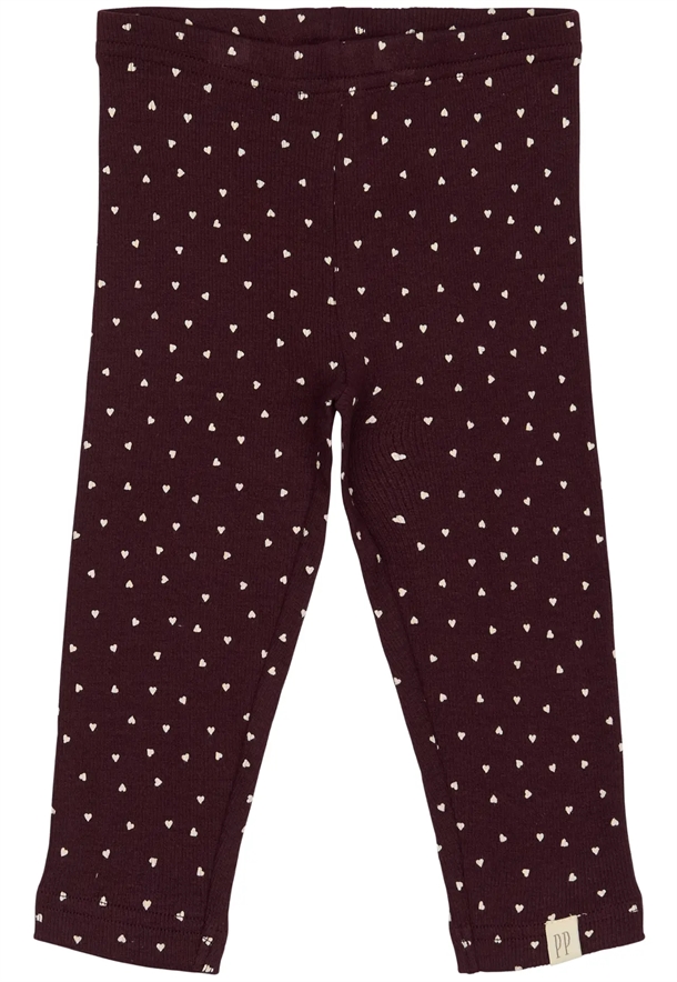 Petit Piao Leggings - Heart - Dark Grape/White