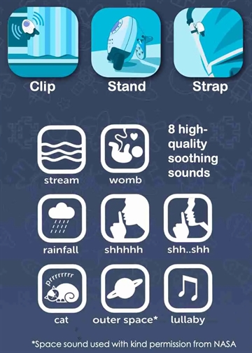 Rockit Wooshh - white noise - hvid støj - beroligende sovelyde til baby