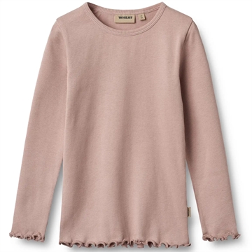 Wheat Bluse - Ida - Rib - Rose Powder i ensfarvet rosa